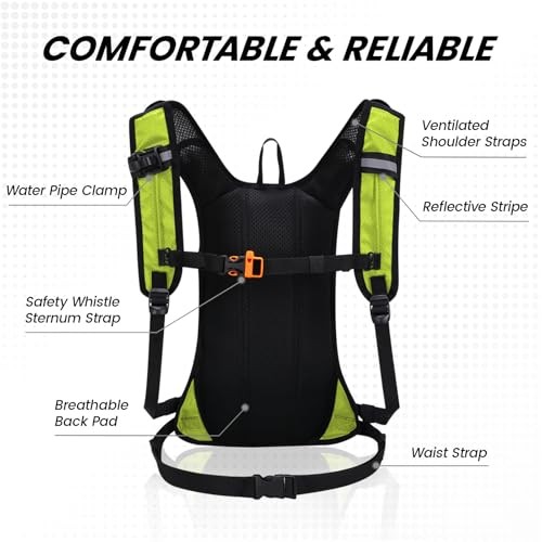 Nepest Hydration Pack Backpack with 2L Water Bladder, Lightweight Hydration Backpack, Green-3