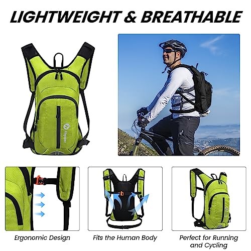 Nepest Hydration Pack Backpack with 2L Water Bladder, Lightweight Hydration Backpack, Green-6