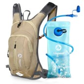 Nepest Hydration Pack Backpack with 2L Water Bladder, Lightweight Water Backpack, Khaki