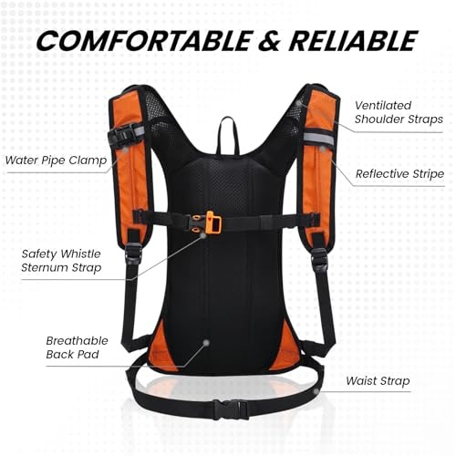 Nepest Hydration Pack Backpack with 2L Water Bladder, Lightweight Water Backpack, Orange-2