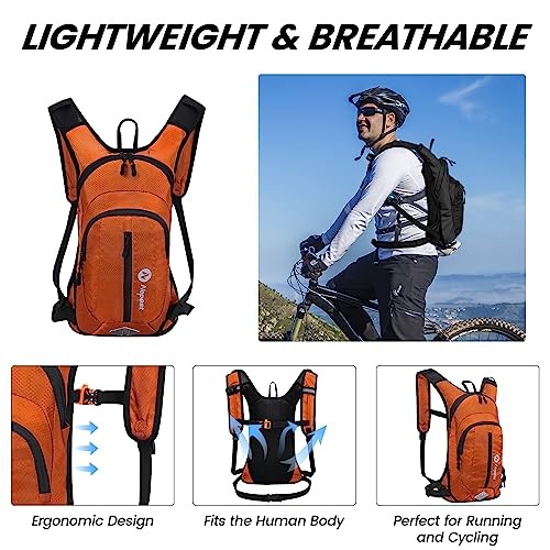 Nepest Hydration Pack Backpack with 2L Water Bladder, Lightweight Water Backpack, Orange-5