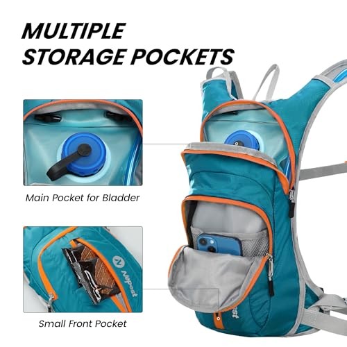 Nepest Hydration Pack Backpack with 2L Water Bladder, Lightweight Water Backpack, Teal-1