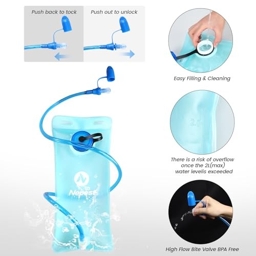 Nepest Hydration Pack Backpack with 2L Water Bladder, Lightweight Water Backpack, Teal-4