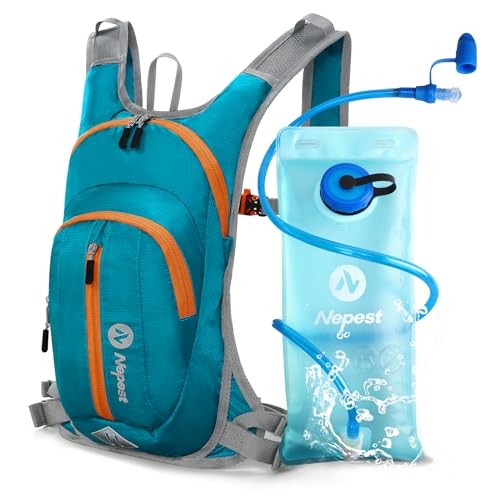 Nepest Hydration Pack Backpack with 2L Water Bladder, Lightweight Water Backpack, Teal