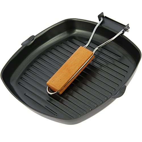 Next Generation Tackle non-stick compact folding-handle frying pan, 24cm x 24cm, black with wooden handle-1