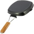 Next Generation Tackle non-stick compact folding-handle frying pan, 24cm x 24cm, black with wooden handle