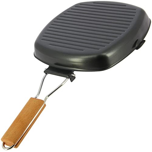 Next Generation Tackle non-stick compact folding-handle frying pan, 24cm x 24cm, black with wooden handle-2