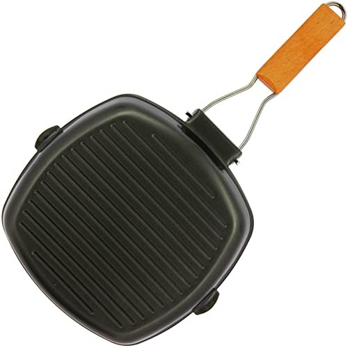 Next Generation Tackle non-stick compact folding-handle frying pan, 24cm x 24cm, black with wooden handle-4