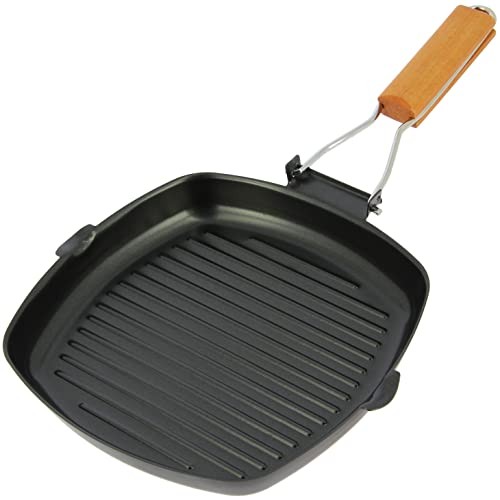 Next Generation Tackle non-stick compact folding-handle frying pan, 24cm x 24cm, black with wooden handle-5
