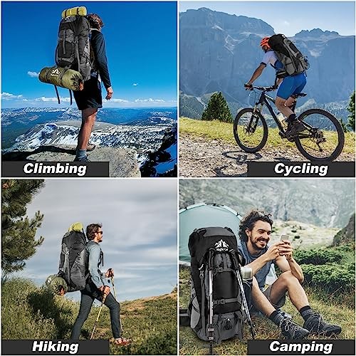 Night Cat 70L Hiking Backpack Rucksack, Black, with Rain Cover-6