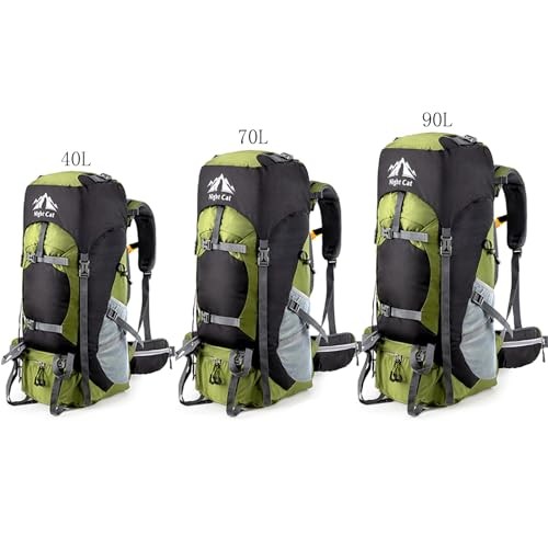 Night Cat 90L Hiking Backpack Rucksack, Army Green, with Rain Cover-1