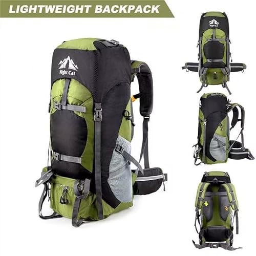 Night Cat 90L Hiking Backpack Rucksack, Army Green, with Rain Cover-2