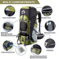 Night Cat 90L Hiking Backpack Rucksack, Army Green, with Rain Cover