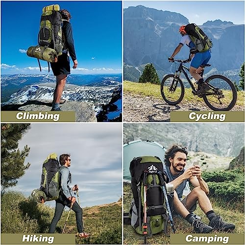 Night Cat 90L Hiking Backpack Rucksack, Army Green, with Rain Cover-6