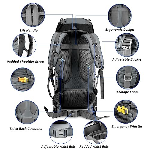 Night Cat 90L Hiking Backpack Rucksack, Black, with Rain Cover-4