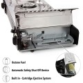 NJ The right choice SG-2 Camping Gas Stove, Double Burner Butane Cooker with Auto Ignition, Stainless Steel and Carry Case