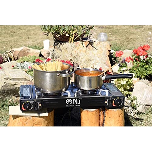 NJ The right choice SG-2 Camping Gas Stove, Double Burner Butane Cooker with Auto Ignition, Stainless Steel and Carry Case-5