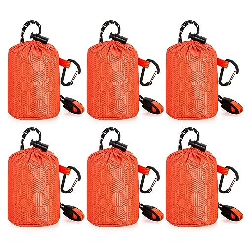Noamus 6 Pack Emergency Survival Sleeping Bags with Whistle-6