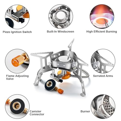 Odoland 3500W Windproof Camping Gas Stove, Grey-2