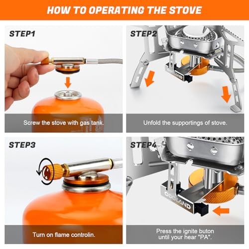 Odoland 3500W Windproof Camping Gas Stove, Grey-5