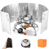 Odoland 3500W Windproof Camping Stove with Folding Windscreen and Fuel Canister Adapter