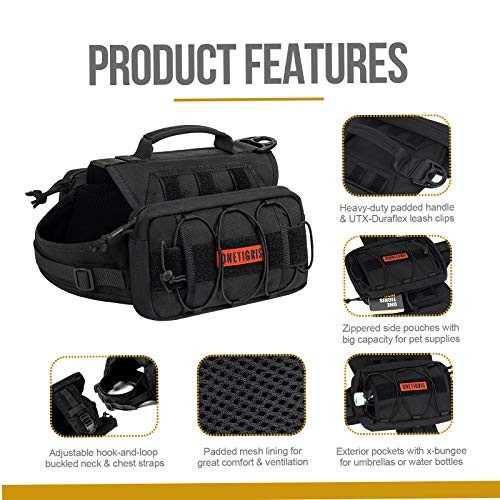 OneTigris Mammoth Dog Backpack 2.0, Black, Medium-2
