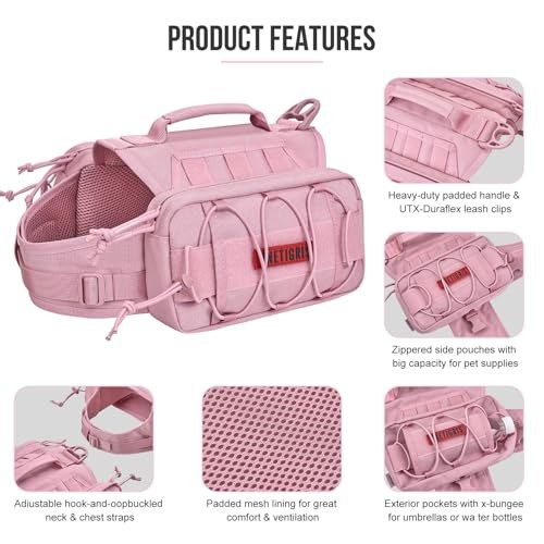 OneTigris Mammoth Dog Backpack 2.0, Pink, L-3