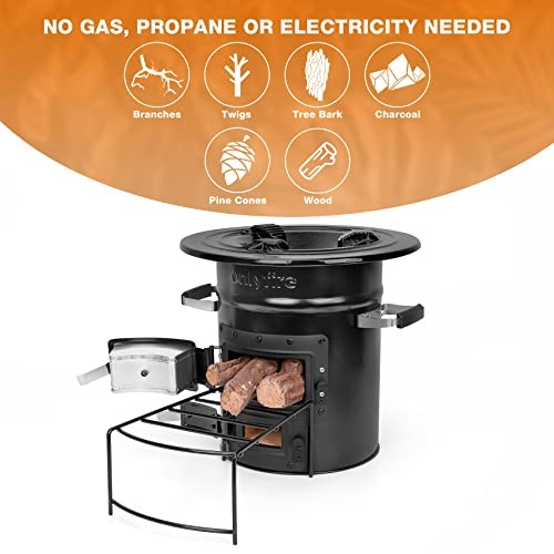 onlyfire Black Rocket Stove Portable Wood-Burning Camp Stove-3