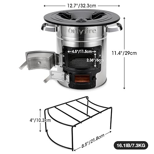 onlyfire Stainless Steel Rocket Stove Portable Camp Stove, Silver-1