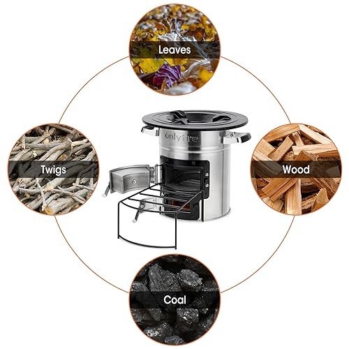 onlyfire Stainless Steel Rocket Stove Portable Camp Stove, Silver-3