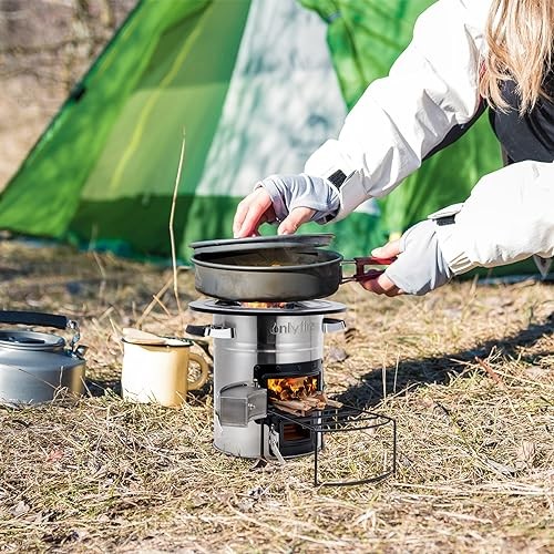 onlyfire Stainless Steel Rocket Stove Portable Camp Stove, Silver-4