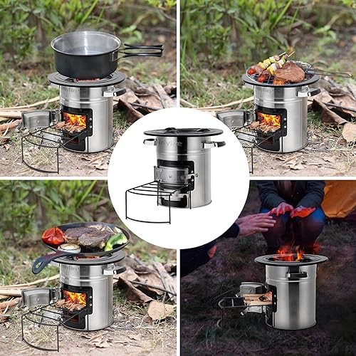 onlyfire Stainless Steel Rocket Stove Portable Camp Stove, Silver-5