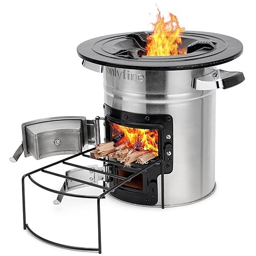 onlyfire Stainless Steel Rocket Stove Portable Camp Stove, Silver