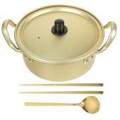 Operitacx Double Handle Ramen Pot with Spoon and Chopsticks, 8.66 x 6.30 x 2.76 in