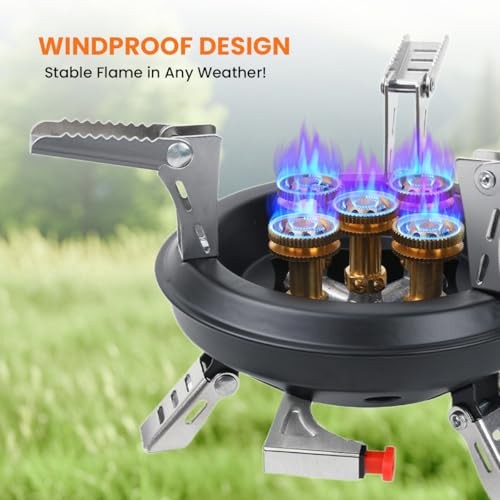 GEEKHOM 16000W Portable Foldable Windproof Gas Stove with Piezo Ignition-2