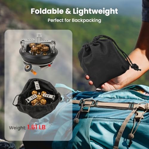 GEEKHOM 16000W Portable Foldable Windproof Gas Stove with Piezo Ignition-5