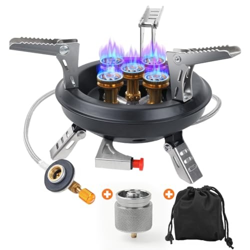 GEEKHOM 16000W Portable Foldable Windproof Gas Stove with Piezo Ignition