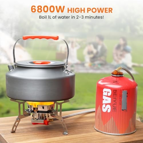 GEEKHOM 5800W Windproof Portable Camping Stove with Piezo Ignition and 2-Fuel Option-1