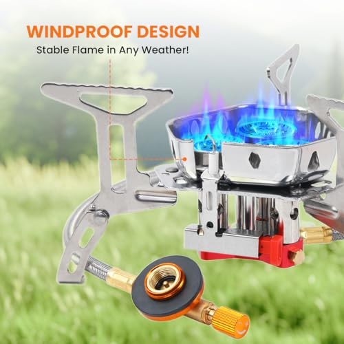 GEEKHOM 5800W Windproof Portable Camping Stove with Piezo Ignition and 2-Fuel Option-2