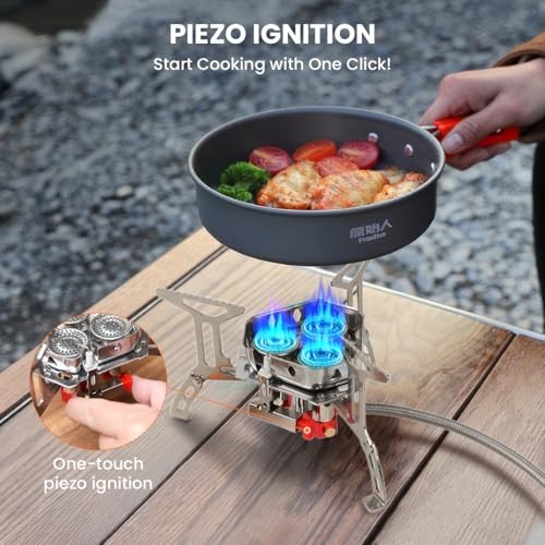 GEEKHOM 5800W Windproof Portable Camping Stove with Piezo Ignition and 2-Fuel Option-3