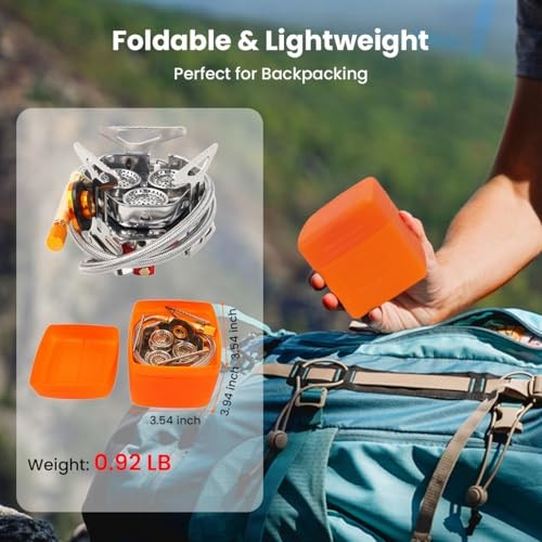 GEEKHOM 5800W Windproof Portable Camping Stove with Piezo Ignition and 2-Fuel Option-5