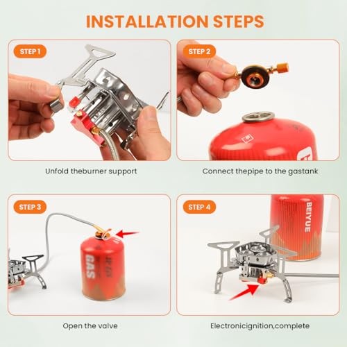 GEEKHOM 5800W Windproof Portable Camping Stove with Piezo Ignition and 2-Fuel Option-6