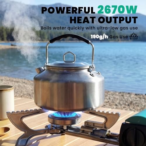 Outsunny 2670W Foldable Camping Stove with Safety Shut-Off and Carry Bag, Green-2
