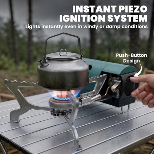Outsunny 2670W Foldable Camping Stove with Safety Shut-Off and Carry Bag, Green-5