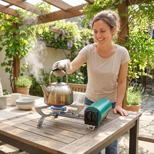 Outsunny 2670W Foldable Camping Stove with Safety Shut-Off and Carry Bag, Green-8