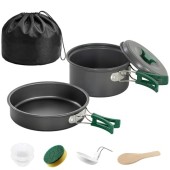 Outsunny 8-Piece Ultralight Camping Cookware Set for 2, Grey