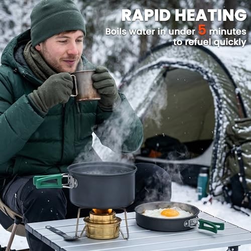 Outsunny 8-Piece Ultralight Camping Cookware Set for 2, Grey-4