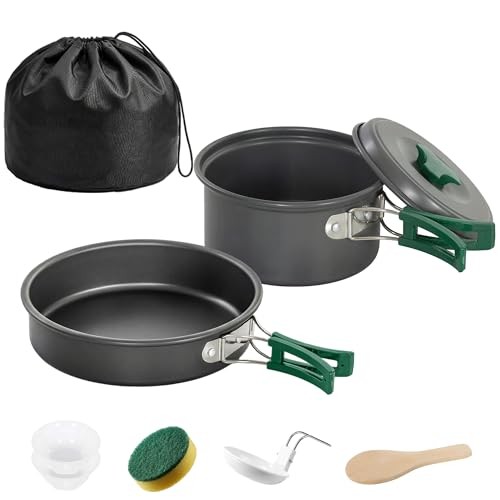 Outsunny 8-Piece Ultralight Camping Cookware Set for 2, Grey