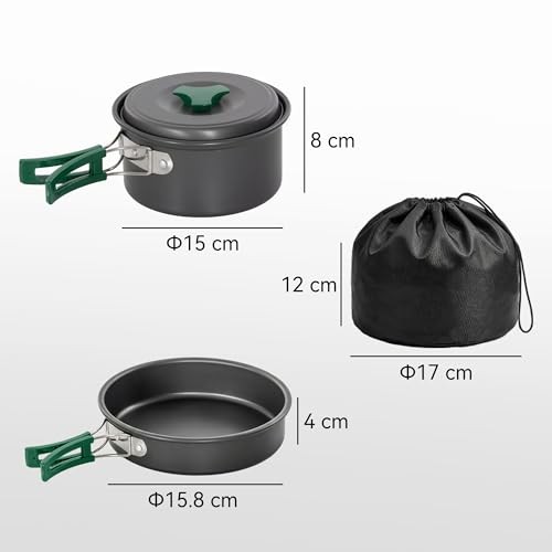 Outsunny 8-Piece Ultralight Camping Cookware Set for 2, Grey-6