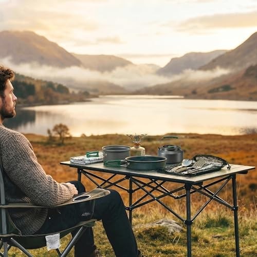 Outsunny 8-Piece Ultralight Camping Cookware Set for 2, Grey-8